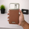 NJOYNY Metal Frameless Aluminum Leather Case for iPhone 17 Pro & 17 Pro Max | MagSafe Aroma Cover