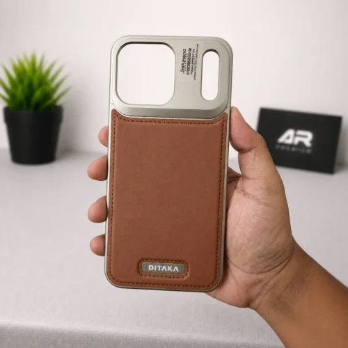 NJOYNY Metal Frameless Aluminum Leather Case for iPhone 17 Pro & 17 Pro Max | MagSafe Aroma Cover