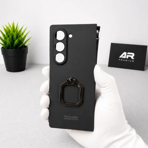 Samsung Galaxy Z Fold 6 Metal Ring Holder Case with 360° Rotating Kickstand Protective Armor Cover