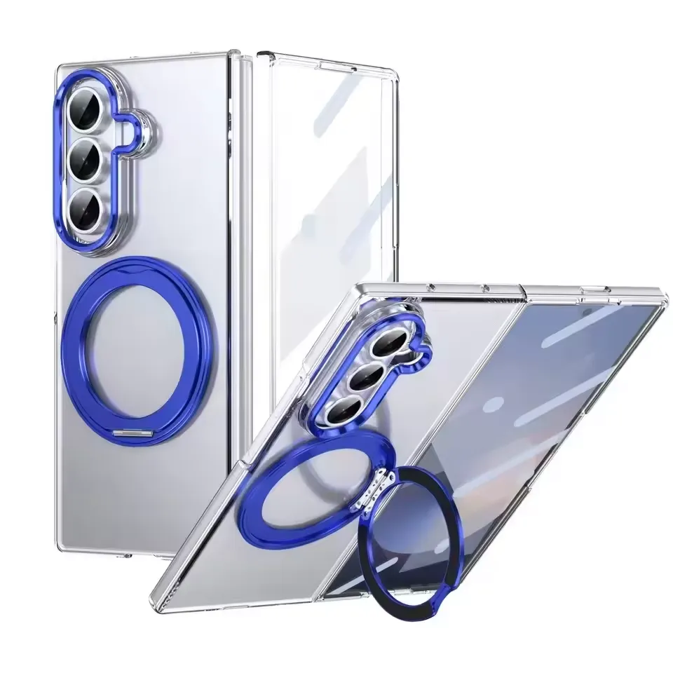 Samsung Galaxy Z Fold 7 MagSafe Clear Case with Glass Front Screen Protector, Magnetic Ring Stand, Camera Lens Protection