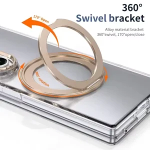 Samsung Galaxy Z Fold 7 MagSafe Clear Case with Glass Front Screen Protector, Magnetic Ring Stand, Camera Lens Protection