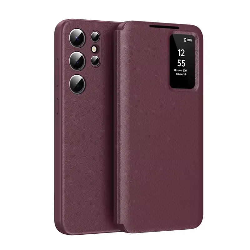 Samsung Galaxy S26 Ultra Smart View Wallet Case | PU Leather Smart Window Phone Cover