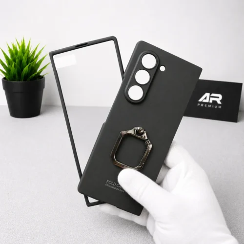 Samsung Galaxy Z Fold 6 Metal Ring Holder Case with 360° Rotating Kickstand Protective Armor Cover