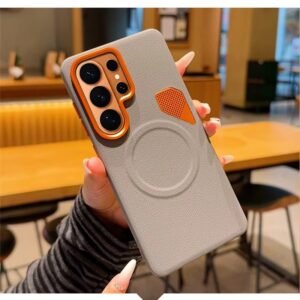 Samsung Galaxy S26 Ultra PU Leather Case Shockproof Magnetic Cover with Heat Dissipation & Metal Camera Lens Protection