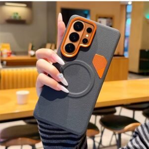 Samsung Galaxy S26 Ultra PU Leather Case Shockproof Magnetic Cover with Heat Dissipation & Metal Camera Lens Protection