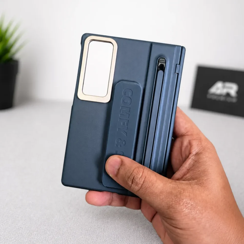 Samsung Galaxy Z Fold 8 Strap Case with Stylus Pen | Metal Camera Frame Kickstand Cover with Front Screen Protection