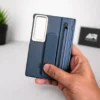 Samsung Galaxy Z Fold 8 Strap Case with Stylus Pen | Metal Camera Frame Kickstand Cover with Front Screen Protection