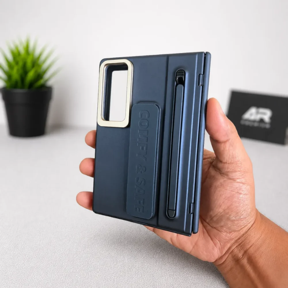 Samsung Galaxy Z Fold 8 Strap Case with Stylus Pen | Metal Camera Frame Kickstand Cover with Front Screen Protection