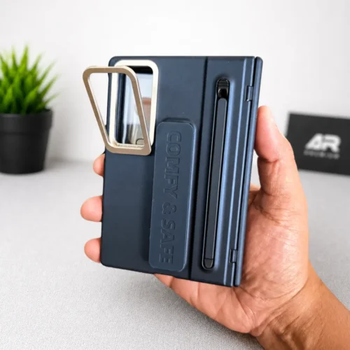 Samsung Galaxy Z Fold 8 Strap Case with Stylus Pen | Metal Camera Frame Kickstand Cover with Front Screen Protection