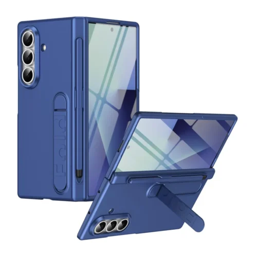 Samsung Galaxy Z Fold7 Ultra Hard PC Kickstand Case with Built-in Tempered Glass Screen Protector, S Pen Holder & Shockproof Cover
