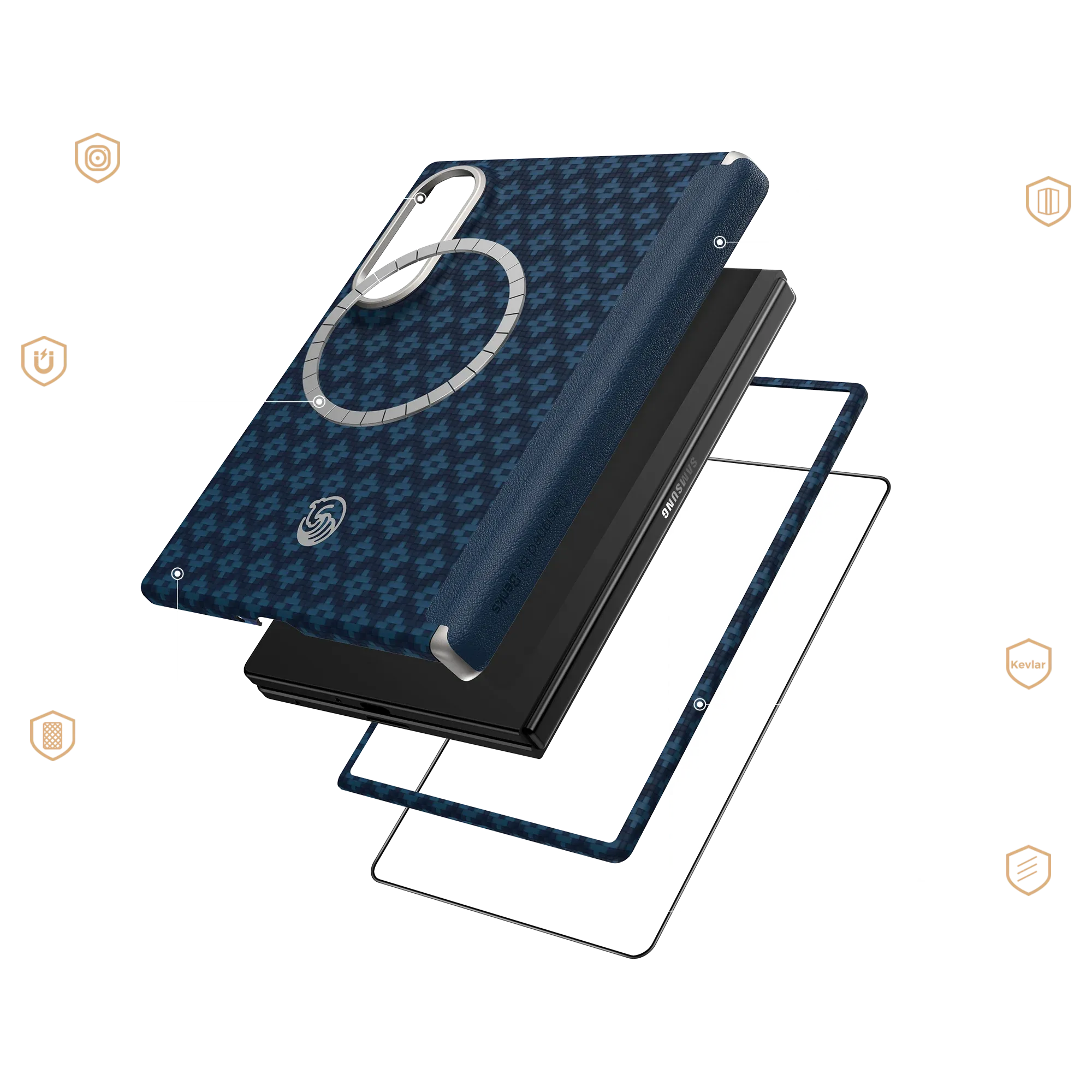 Benks Armor Grid Pro Kevlar Case for Samsung Galaxy Z Fold 8 [Grand Combo]