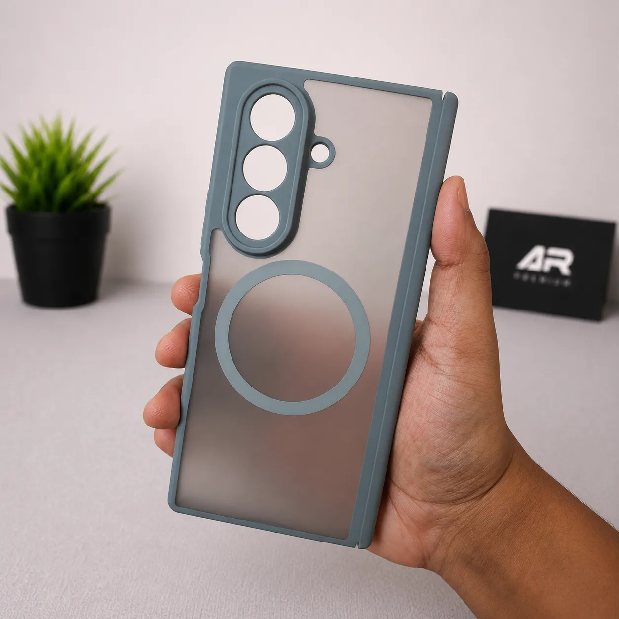 Samsung Galaxy Z Fold 7 Magsafe Transparent Matte Back Case - Shockproof Slim Grey Cover