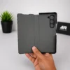 Samsung Galaxy Z Fold 5 Brown Leather Flip Case with Metal Stand Samsung Galaxy Z Fold 5 Brown Leather Flip Case with Metal Stand