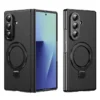 Samsung Galaxy Z Fold 8 Ultra Leather Magnetic Stand Case with Hinge Protection, Electroplated Frame & Tempered Glass Screen Cover