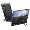Samsung Galaxy Z Fold 8 Ultra Leather Magnetic Stand Case with Hinge Protection, Electroplated Frame & Tempered Glass Screen Cover