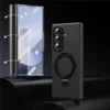 Samsung Galaxy Z Fold 8 Ultra Leather Magnetic Stand Case with Hinge Protection, Electroplated Frame & Tempered Glass Screen Cover