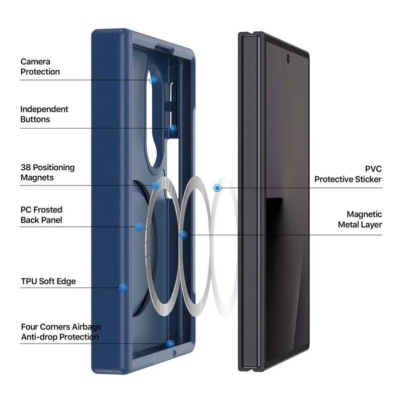 Samsung Galaxy Z Fold 8 Magnetic Case – Slim Translucent Matte Protective Cover