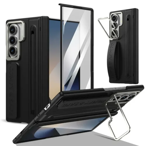 Samsung Galaxy Z Fold 8 Ultra Strap Case with Stylus Pen | Metal Camera Frame Kickstand Cover with Front Screen Protection