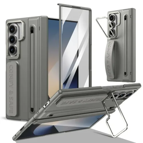 Samsung Galaxy Z Fold 8 Ultra Strap Case with Stylus Pen | Metal Camera Frame Kickstand Cover with Front Screen Protection