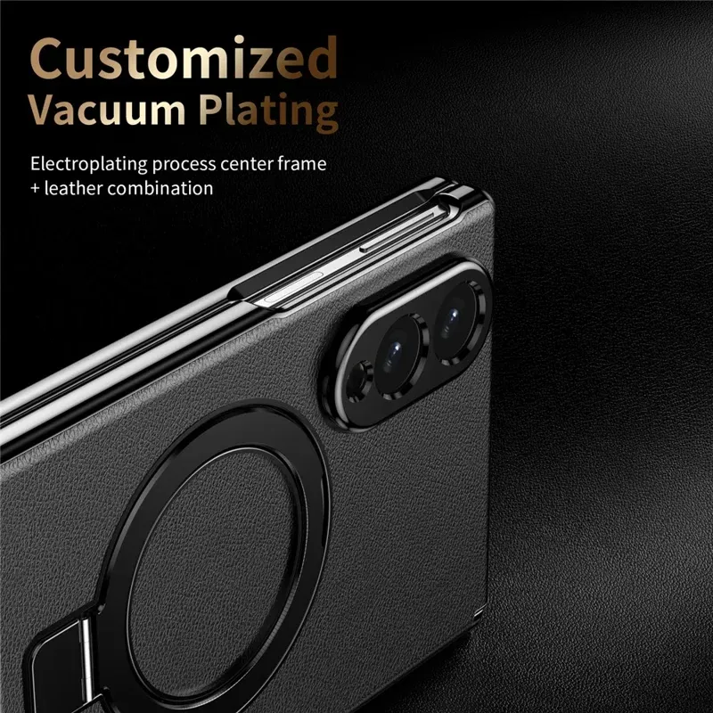 imgi_36_800x800_6601220472C-6 Samsung Galaxy Z Fold 8 Magnetic Case with Kickstand | PU Leather Coated PC Phone Cover | Tempered Glass Screen Protector