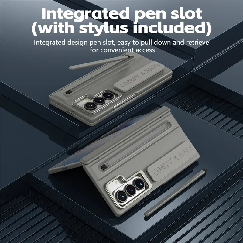 Samsung Galaxy Z Fold 8 Ultra Strap Case with Stylus Pen | Metal Camera Frame Kickstand Cover with Front Screen Protection