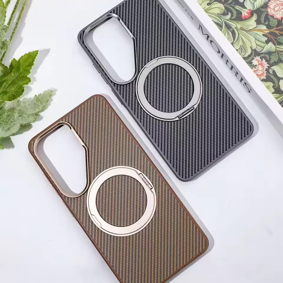 Samsung Galaxy S26 Ultra Carbon-Textured Magnetic Ring Stand Case