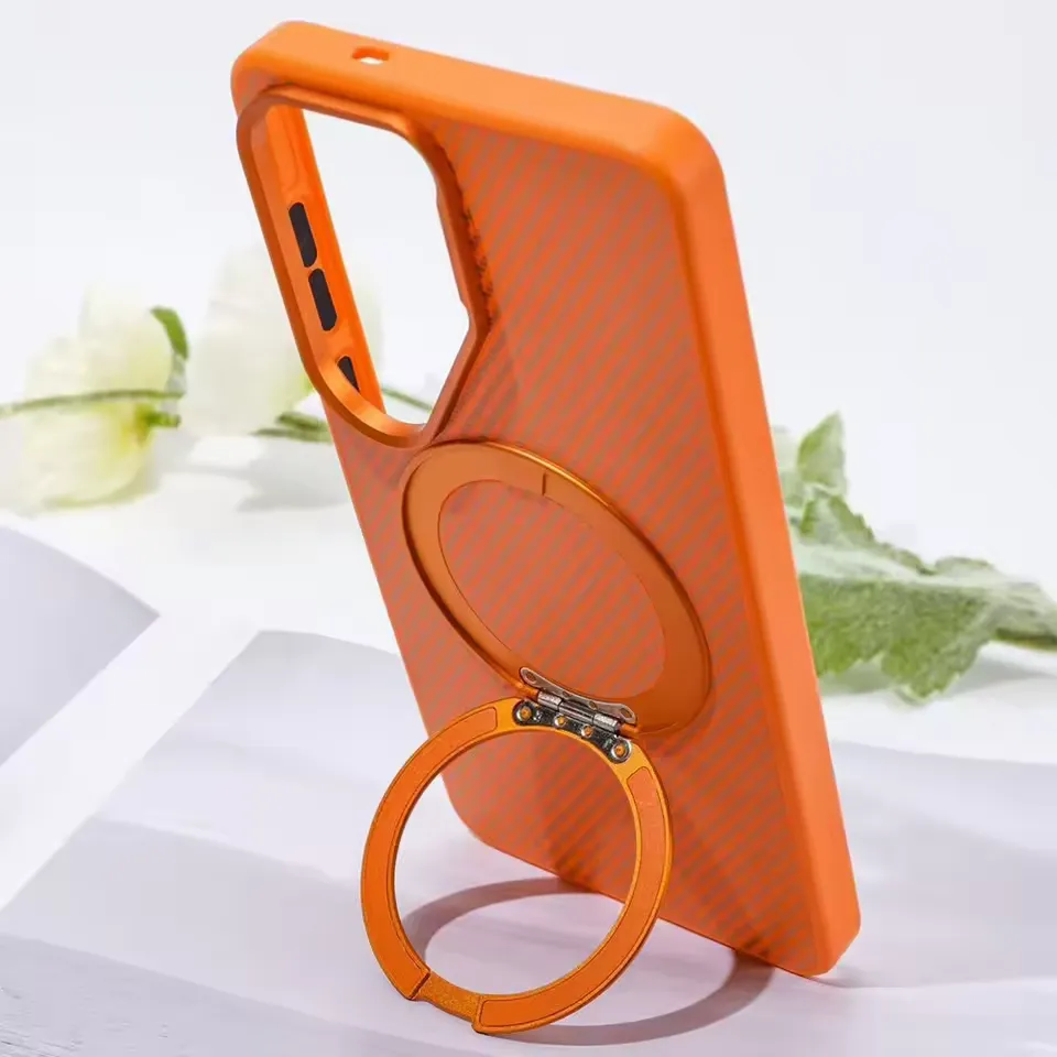 Samsung Galaxy S26 Ultra Carbon-Textured Magnetic Ring Stand Case