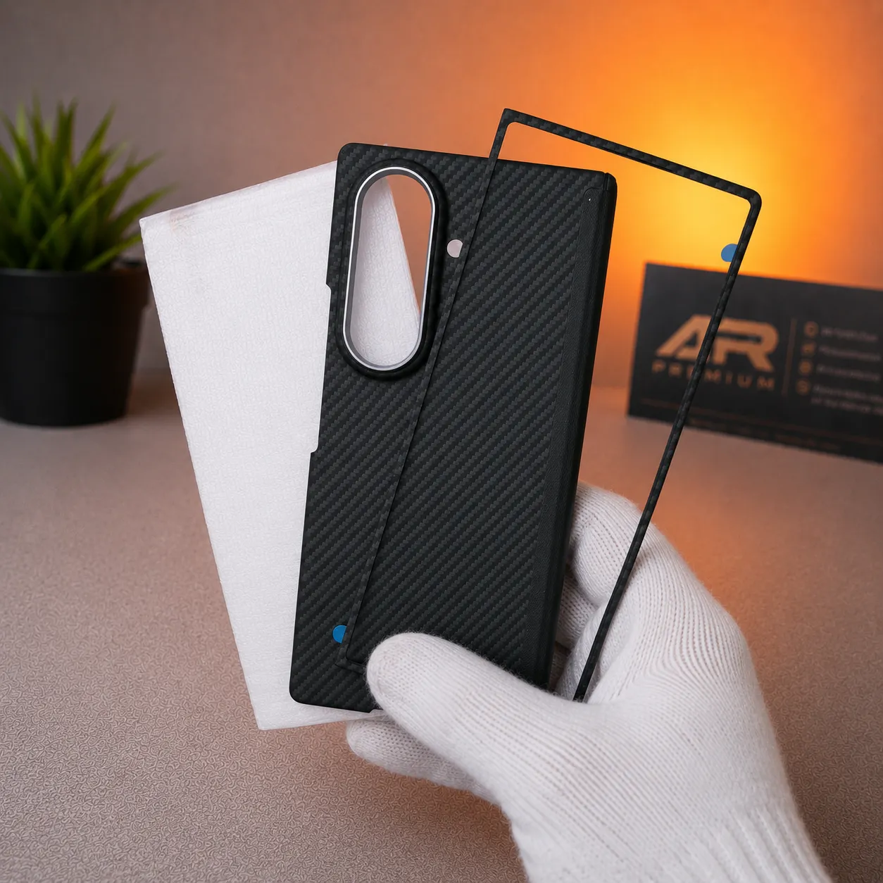 Samsung Galaxy Z Fold 7 Carbon Fiber Case with Tempered Glass, Hinge Protection, Shockproof Hard PC Protective Cover