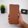 Samsung Galaxy Z Fold 5 Brown Leather Flip Case with Metal Stand Samsung Galaxy Z Fold 5 Brown Leather Flip Case with Metal Stand