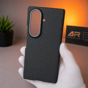 Samsung Galaxy Z Fold 7 Carbon Fiber Case with Tempered Glass, Hinge Protection, Shockproof Hard PC Protective Cover