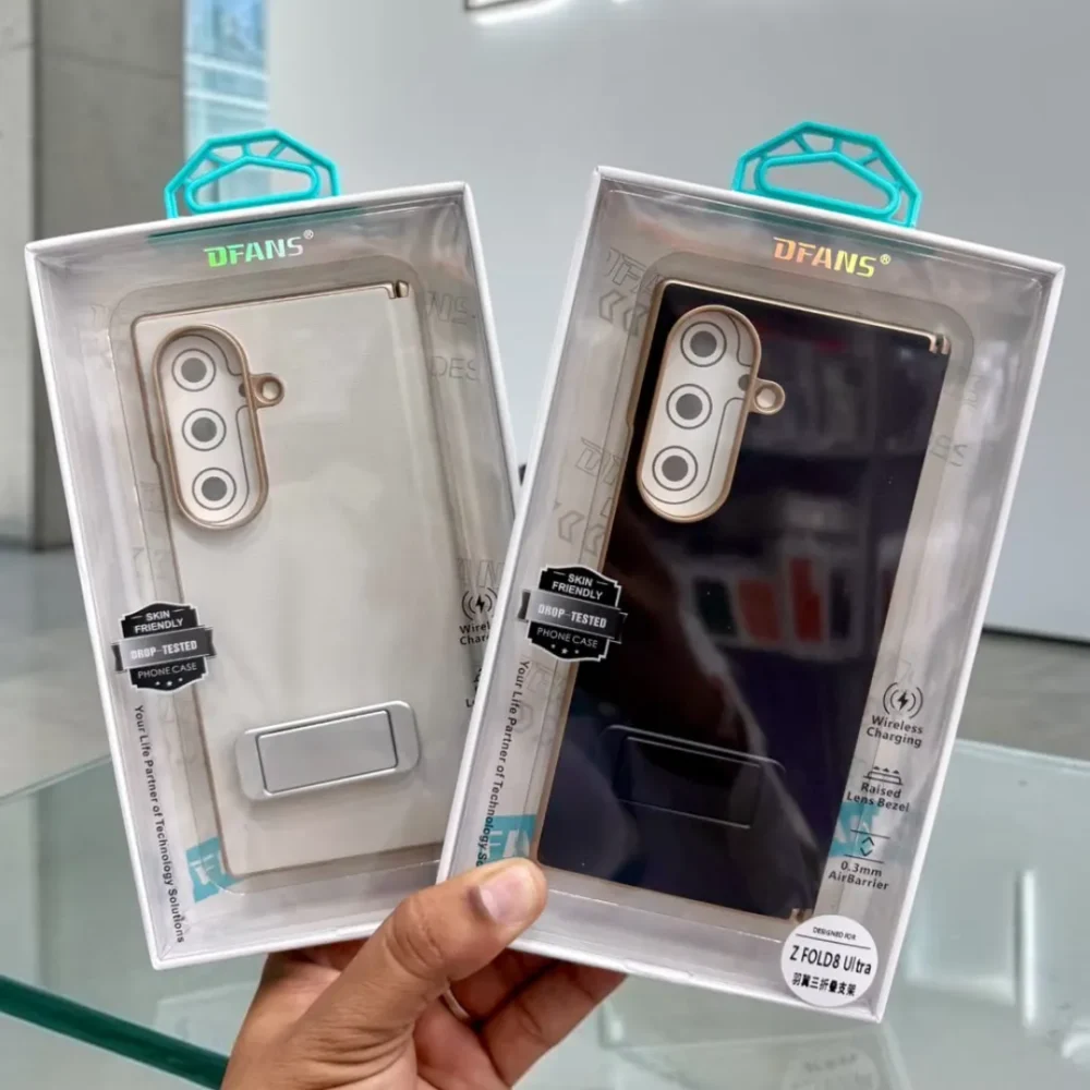 Samsung Galaxy Z Fold 8 Ultra Leather Back Case with Hinge Protection & Metal Stand