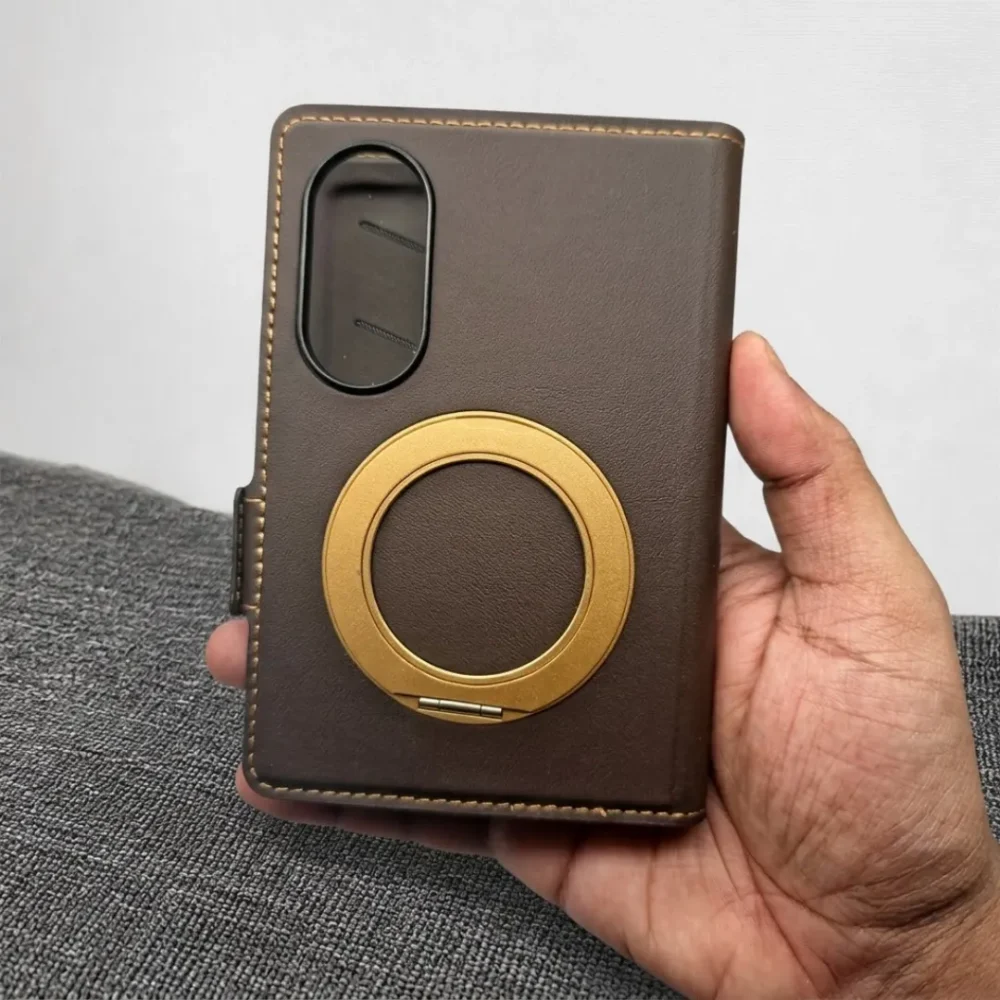 Samsung Galaxy Z Fold 8 Leather Flip Case with Rotating Stand & Card Holder