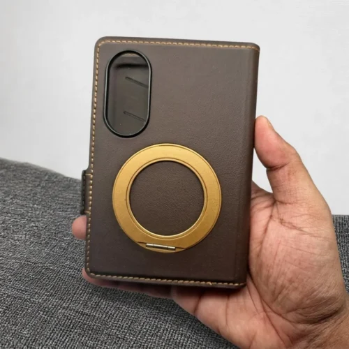 Samsung Galaxy Z Fold 8 Leather Flip Case with Rotating Stand & Card Holder