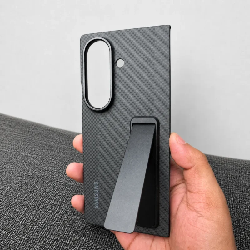Samsung Galaxy Z Fold 8 Ultra Carbon Standing Case with Built-in Metal Kickstand