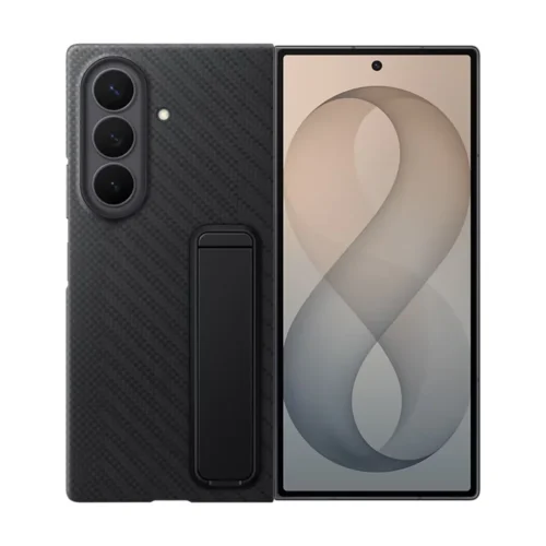 Samsung Galaxy Z Fold 8 Ultra Carbon Fiber Standing Case with Metal Kickstand