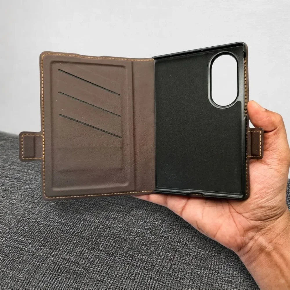 Samsung Galaxy Z Fold 8 Leather Flip Case with Rotating Stand & Card Holder