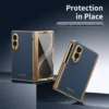Samsung Galaxy Z Fold 8 Case PU Leather Coated PC Phone Cover with Tempered Glass