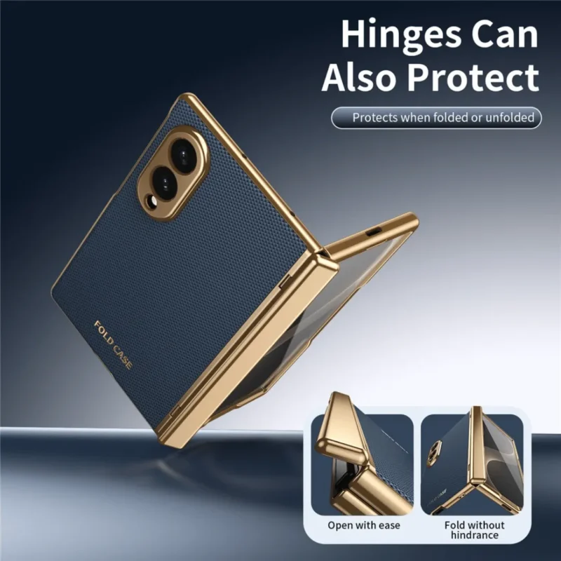 Samsung Galaxy Z Fold 8 Case PU Leather Coated PC Phone Cover with Tempered Glass