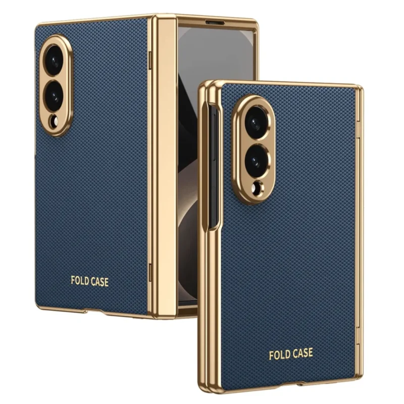 Samsung Galaxy Z Fold 8 Case PU Leather Coated PC Phone Cover with Tempered Glass