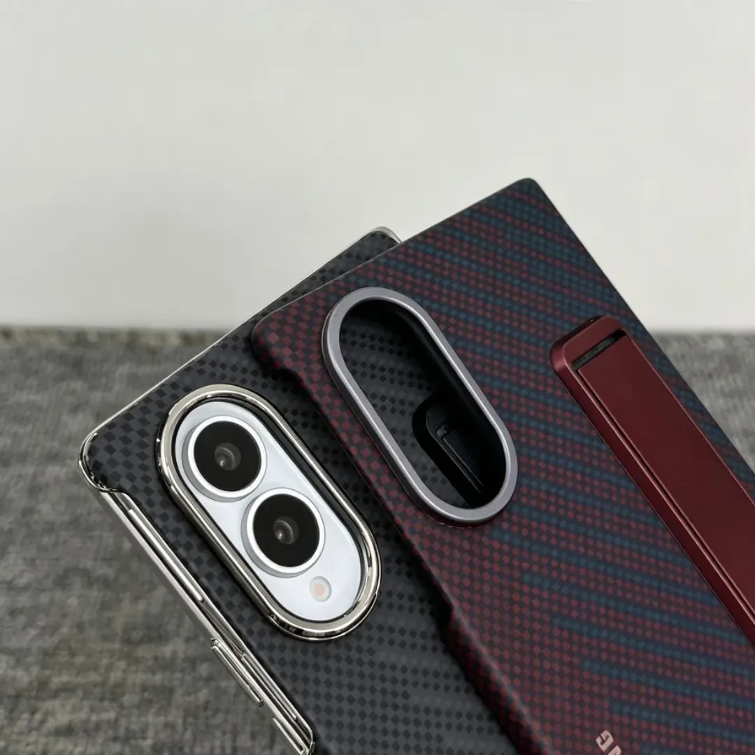 Samung Galaxy Z Fold 8 Carbon Case with Metal Kickstand with 2 Anti-Reflecting Films (Only Back) - Image 6