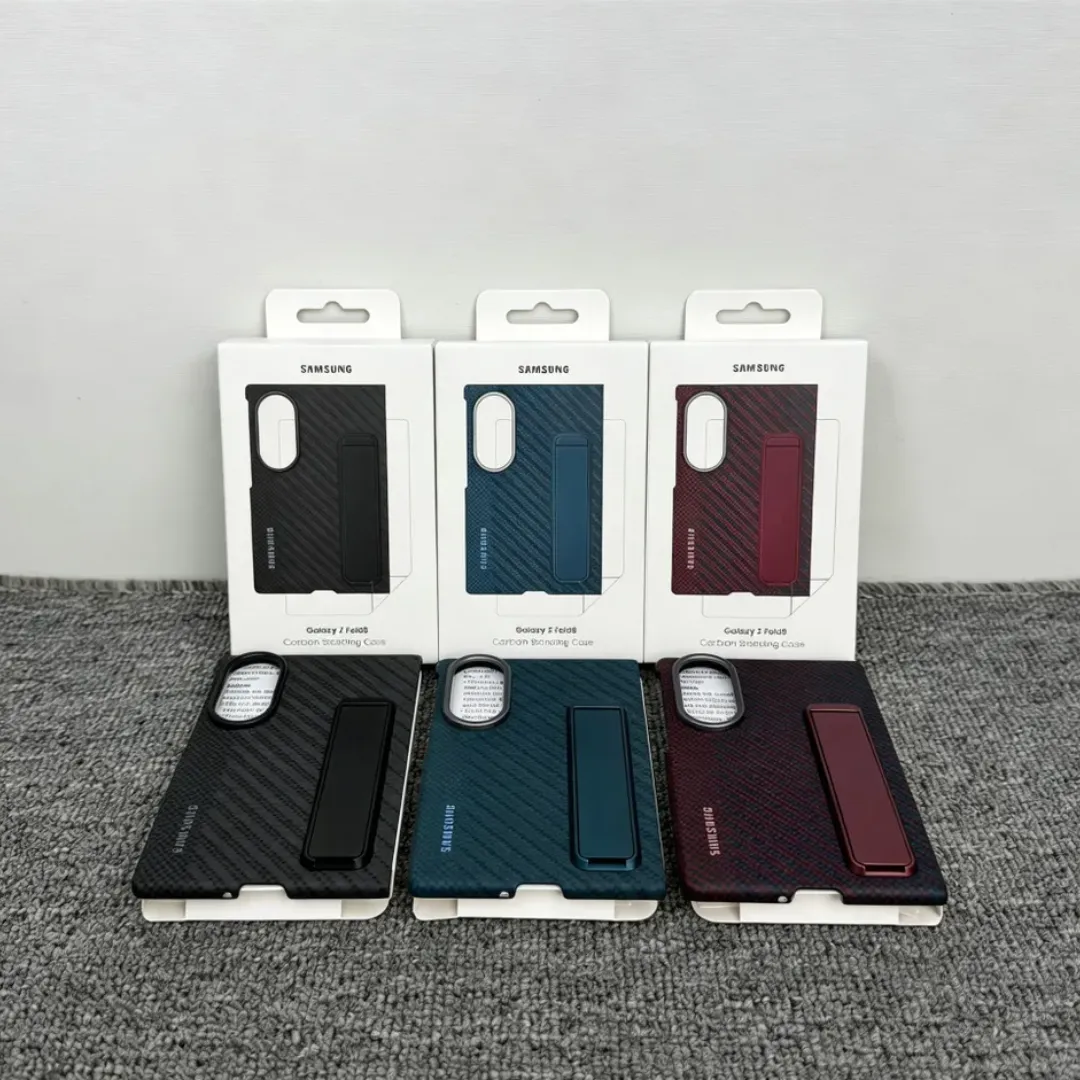 Samung Galaxy Z Fold 8 Carbon Case with Metal Kickstand with 2 Anti-Reflecting Films (Only Back) - Image 8