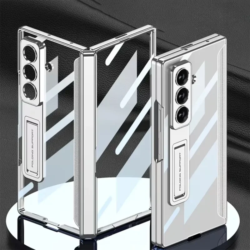 91fd81bdf87b Samsung Galaxy Z Fold 8 Ultra Case Transparent Back Cover, Ring Kickstand & Shockproof Protection
