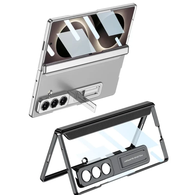 95fb9df2b Samsung Galaxy Z Fold 8 Ultra Case Transparent Back Cover, Ring Kickstand & Shockproof Protection