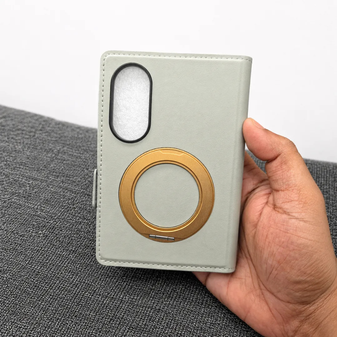Samsung Galaxy Z Fold 8 Leather Flip Case with Rotating Stand & Card Holder