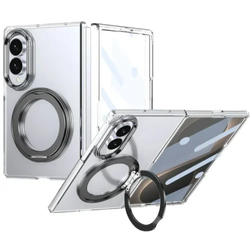 Samsung Galaxy Z Fold 8 Case Clear Magnetic Phone Cover with Kickstand & Front Screen Protector | Ravaka