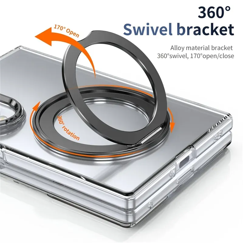 Samsung Galaxy Z Fold 8 Case Clear Magnetic Phone Cover with Kickstand & Front Screen Protector | Ravaka