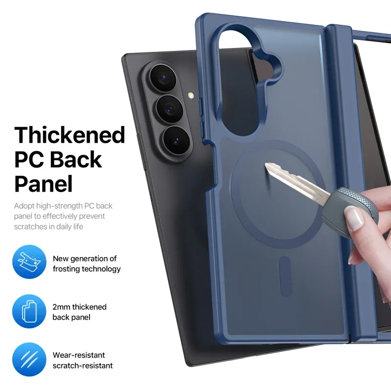 Samsung Galaxy Z Fold 8 Ultra Translucent Case with MagSafe | Hinge Protection Magnetic Cover | Frosted PC + TPU Shockproof Case