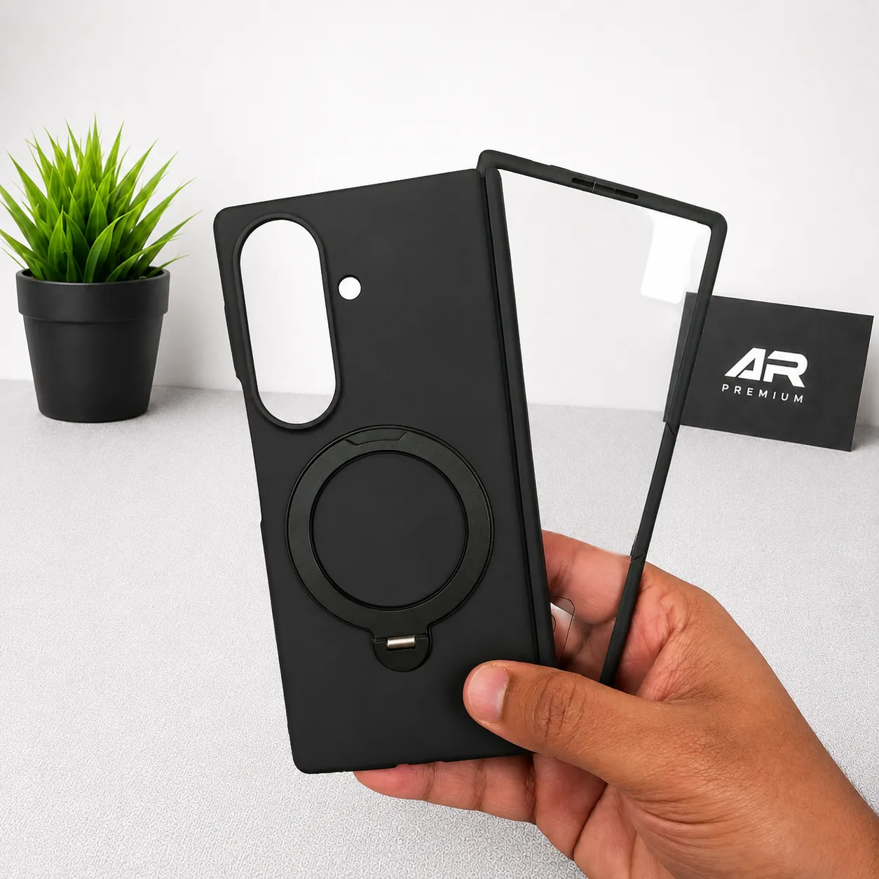 Samsung Galaxy Z Fold 8 Ultra MagSafe Ring Stand Case with Front Screen Protector