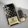 iPhone 17 Series Luxury Black Trunk Case with Chain Lanyard | Designer Style Protective Cover with Corner Guards