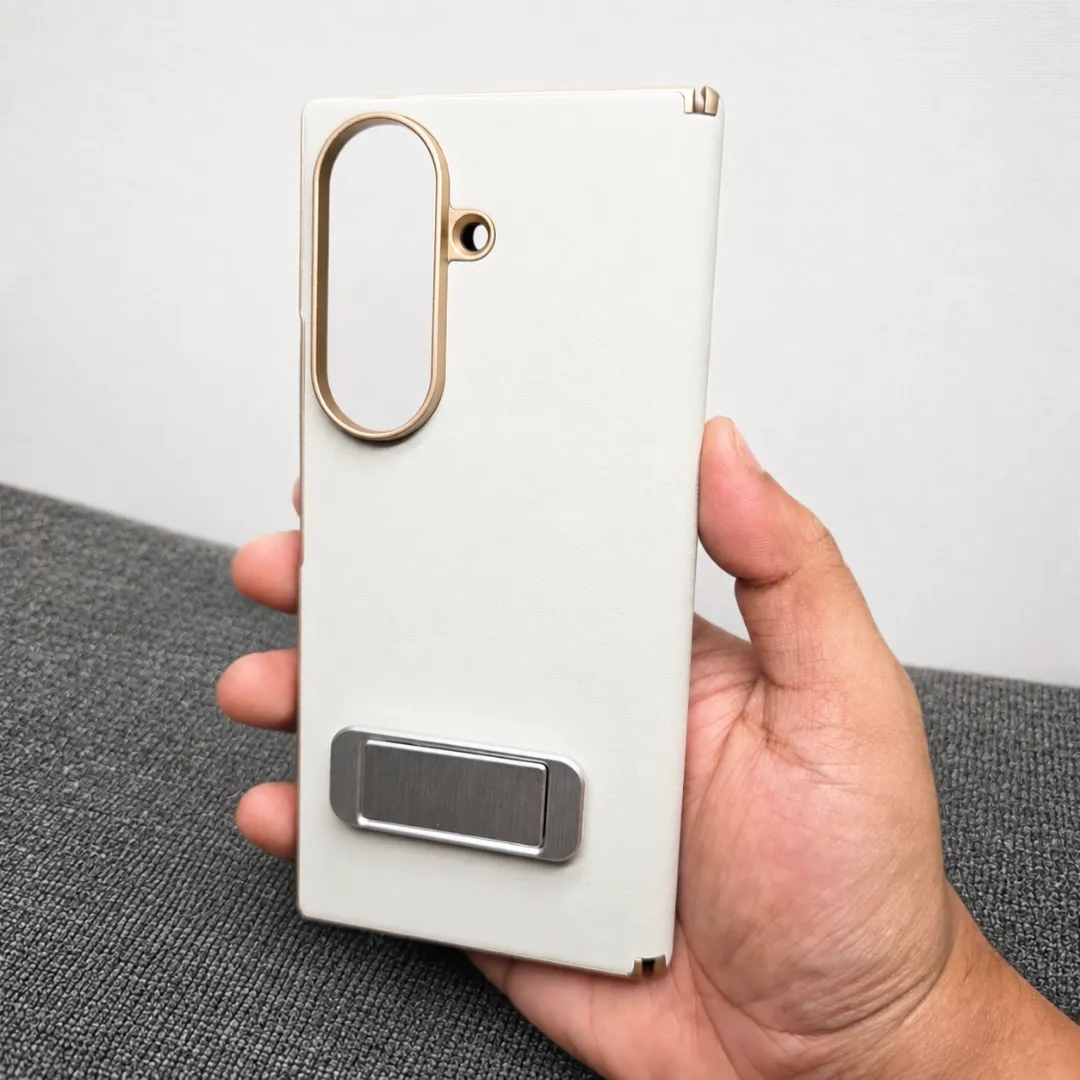 Samsung Galaxy Z Fold 8 Ultra Back Leather Case with Metal Stand (Only Back) - Image 4